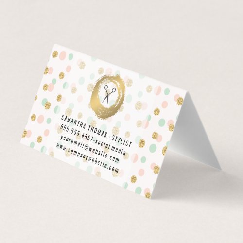 Chic Faux Gold Brushed  Polka Dots Glitter Business Card