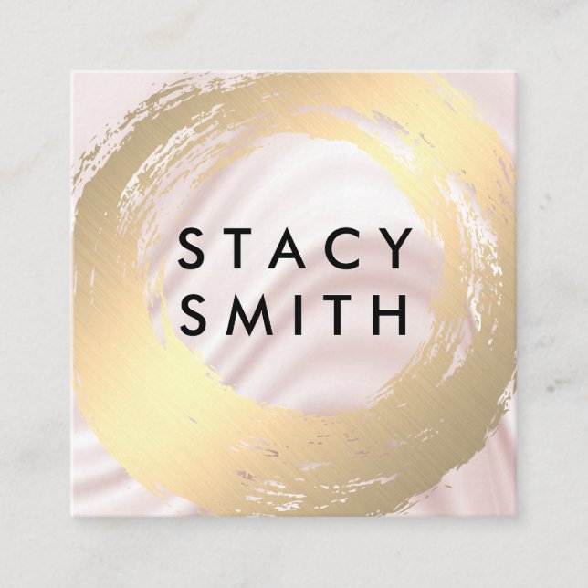 Chic Faux Gold Brushed Silk Drapery Square Business Card (Front)