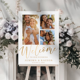 Chic Faux Gold Calligraphy Wedding Welcome Foam Board