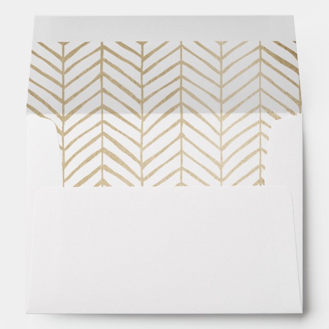 Chic Faux Gold Chevron Pattern Envelope (Back (Bottom))