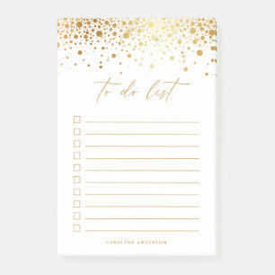 Chic Faux Gold Foil Confetti Dots Personalized Post-it Notes