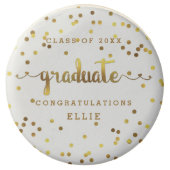 Chic Faux Gold Foil Confetti Graduate Personalized Chocolate Covered Oreo (Front)