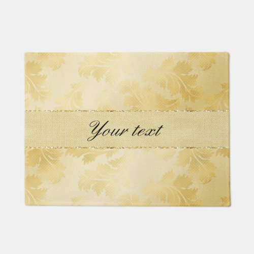Chic Faux Gold Foil Leaves and Glitter Doormat