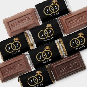 Chic Faux Gold Foil Monogram Wedding Rings Hershey's Miniatures