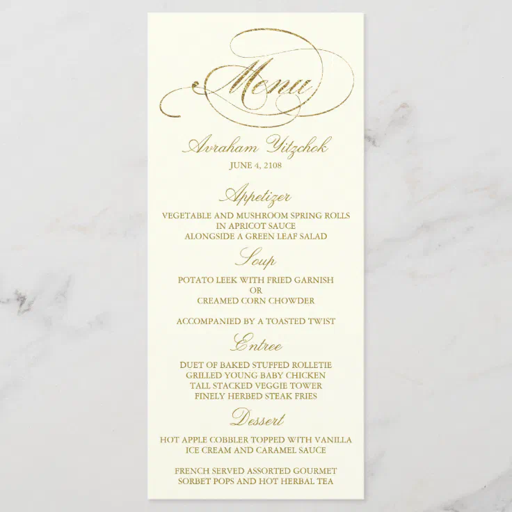 dinner party menu template