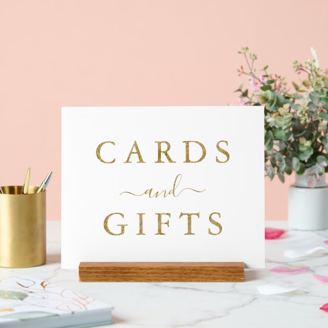 Chic Faux Gold Foil Wedding Cards & Gifts Acrylic Sign (Wedding)