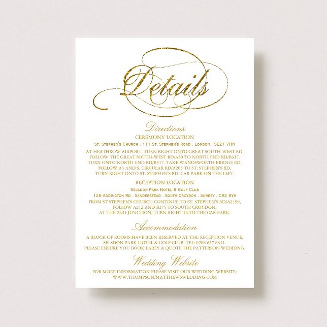 Chic Faux Gold Foil Wedding Detail Template (Creator Uploaded)
