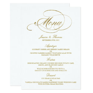 Wedding Menu Cards Zazzle Chic Faux Gold Foil Wedding Menu Template