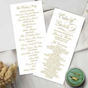Chic Faux Gold Foil Wedding Program Template