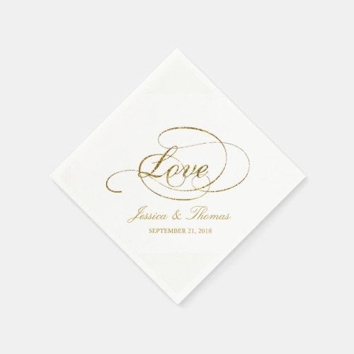 Chic Faux Gold Foil Wedding Reception Template Napkins