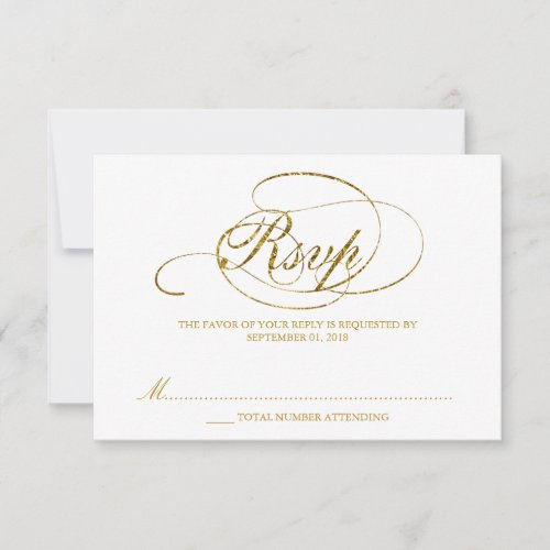 Chic Faux Gold Foil Wedding RSVP Template