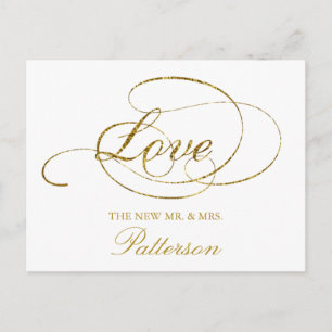 Chic Faux Gold Foil Wedding Thank You Template Postcard