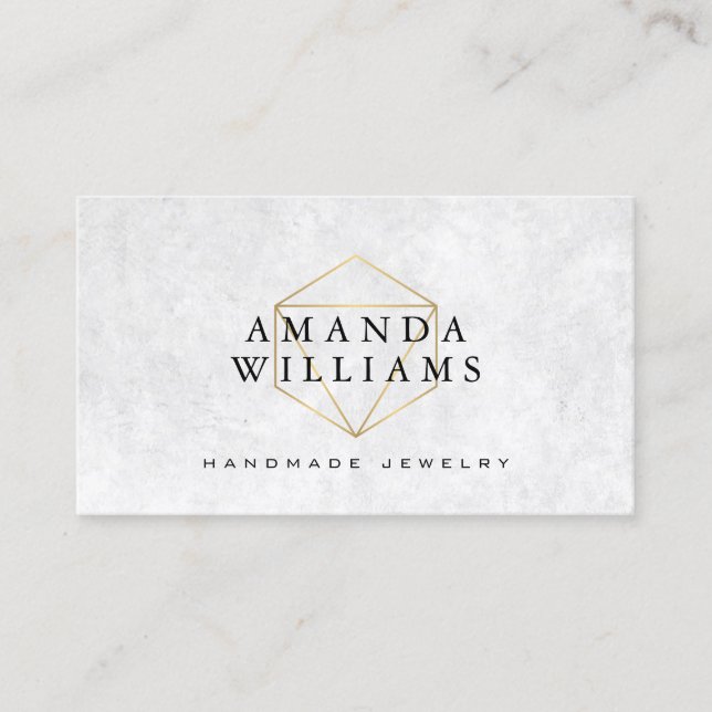 Chic Faux Gold Gemstone Jewelry Designer Business Card (Front)