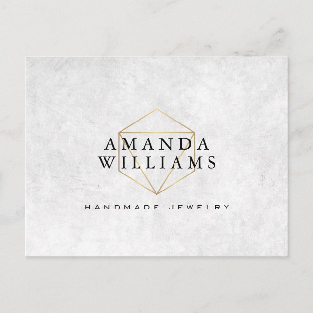 Chic Faux Gold Gemstone Jewelry Designer Postcard (Front)