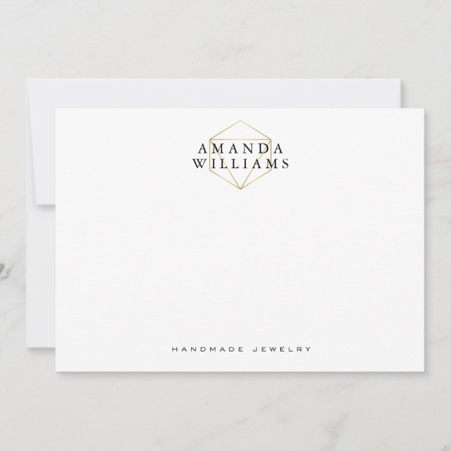 Chic Faux Gold Gemstone Jewelry Flat Note Card (Front)