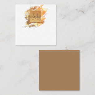 Chic Faux Gold Glam Brushstroke Monogrammed Note Card