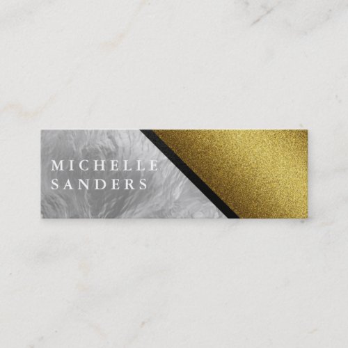 Chic Faux Gold Glass with Leather Trim Mini Business Card