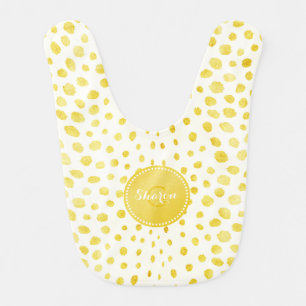 Chic faux gold glitter cheetah print monogram bib