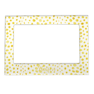 Chic faux gold glitter cheetah print monogram magnetic frame