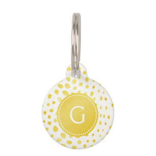 Chic faux gold glitter cheetah print monogram pet ID tag