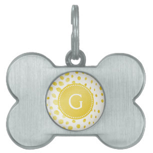 Chic faux gold glitter cheetah print monogram pet ID tag