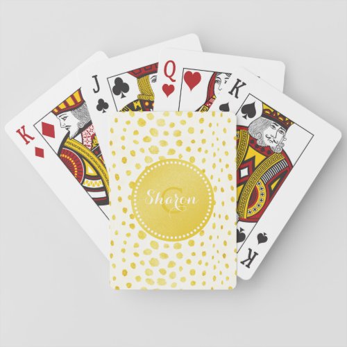 Chic faux gold glitter cheetah print monogram playing cards