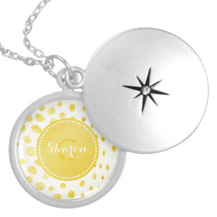 Chic faux gold glitter cheetah print monogram silver plated necklace