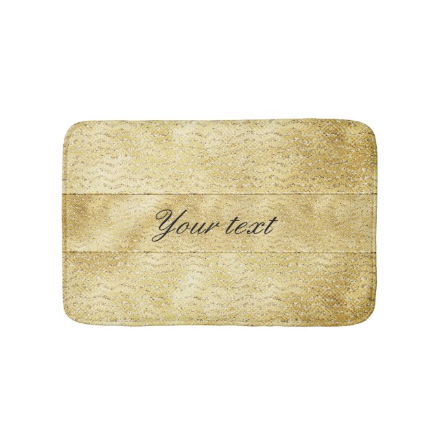 Chic Faux Gold Glitter Chevrons Bath Mat (Front)