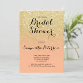 Chic faux gold glitter coral bridal shower invitation (Standing Front)