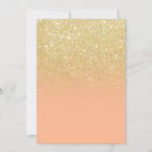Chic faux gold glitter coral bridal shower invitation (Back)