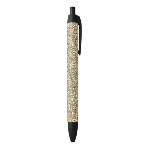 Chic Faux Gold Glitter Custom Black Ink Pen