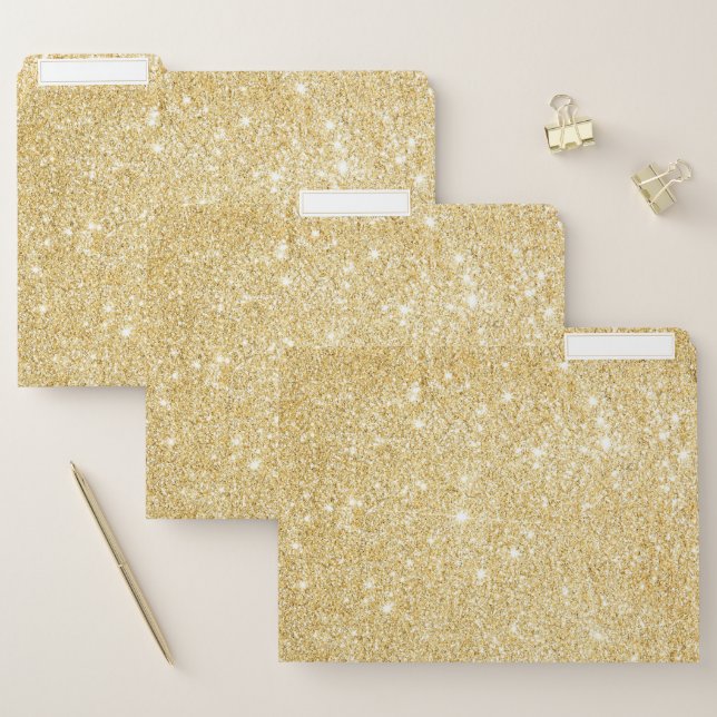 Chic Faux Gold Glitter Luxury File Folders (Set)