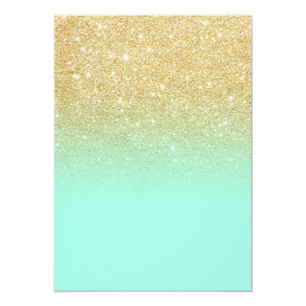 Chic Faux Gold Glitter Mint Green Engagement Party Invitation