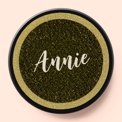 Chic Faux Gold Glitter Personalized Name PopGrip PopSocket