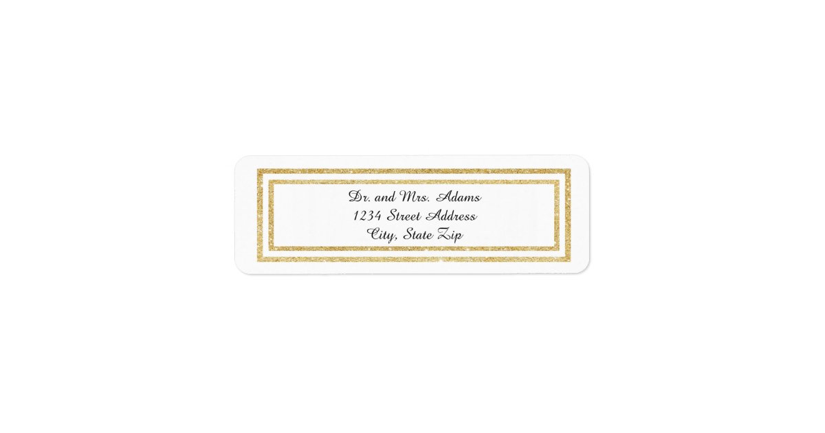 Chic Faux Gold Glitter Trim - Address Label | Zazzle