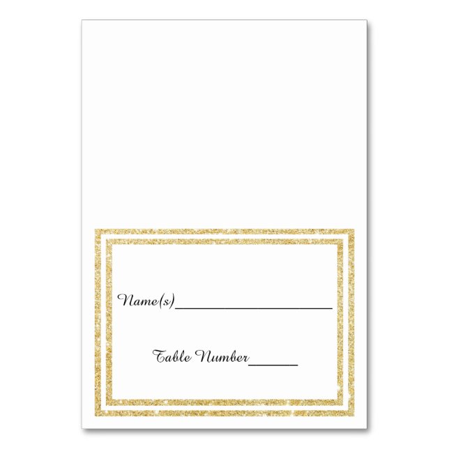 Chic Faux Gold Glittered Trim - Escort Card (Front)