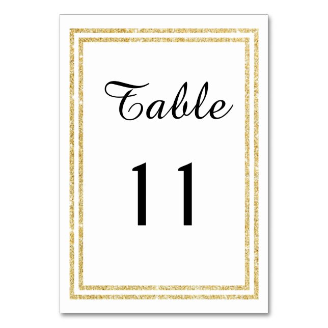 Chic Faux Gold Glittered Trim - Table Card (Front)
