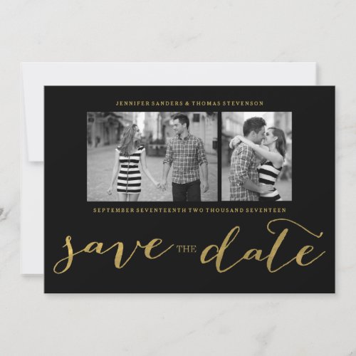 CHIC FAUX GOLD HANDWRITTEN | PHOTO SAVE THE DATE