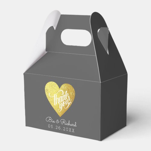 chic faux gold heart of love thank you wedding favor boxes