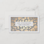 Chic Faux Gold Leaf Circle Gray Business Card (Front/Back)