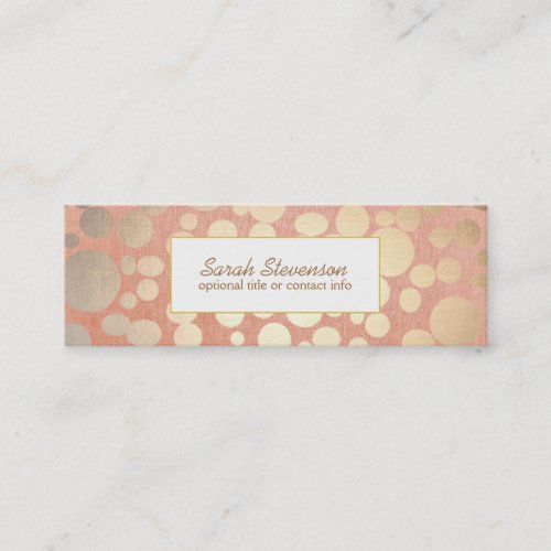 Chic Faux Gold Leaf Circles Pink Linen Look Business Card
