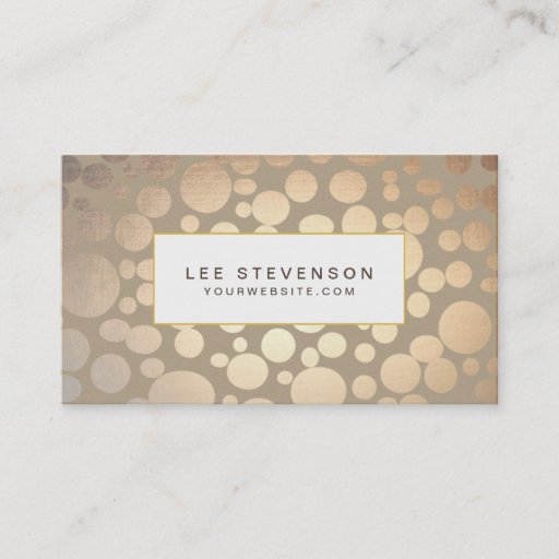 Customizable Chic Faux Gold Leaf Circles Taupe Look Business Card Template