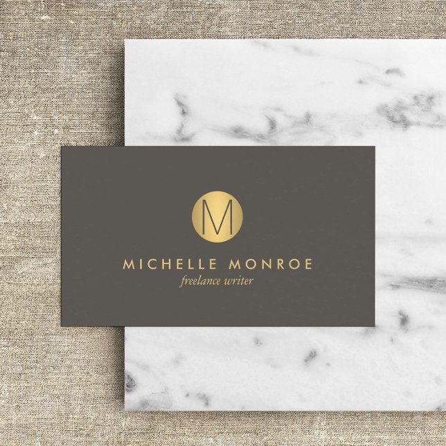 Chic Faux Gold Minimalist Monogram Business Card (Creator Uploaded)