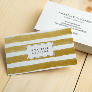 Chic Faux Gold Paint Stripes Business Card
