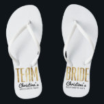 Chic Faux Gold Team Bride Wedding Bachelorette Flip Flops<br><div class="desc">Elegant, chic, and modern faux printed gold outline, Team Bride keepsake flip flops. This classic and sophisticated design is perfect for the classy, trendy, and stylish bridesmaid or maid of honor. Wear them to the bachelorette party or any pre-wedding event to show your support for the bride. All photo print...</div>