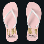 Chic Faux Gold Team Bride Wedding Bachelorette Flip Flops<br><div class="desc">Elegant, chic, and modern faux printed gold outline rose quartz pink, Team Bride keepsake flip flops. This classic and sophisticated design is perfect for the classy, trendy, and stylish bridesmaid or maid of honor. Wear them to the bachelorette party or any pre-wedding event to show your support for the bride....</div>