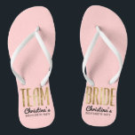Chic Faux Gold Team Bride Wedding Bachelorette Flip Flops<br><div class="desc">Elegant, chic, and modern faux printed gold outline rose quartz pink, Team Bride keepsake flip flops. This classic and sophisticated design is perfect for the classy, trendy, and stylish bridesmaid or maid of honor. Wear them to the bachelorette party or any pre-wedding event to show your support for the bride....</div>