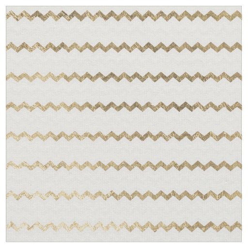 Chic faux gold white modern geometrical chevron. fabric