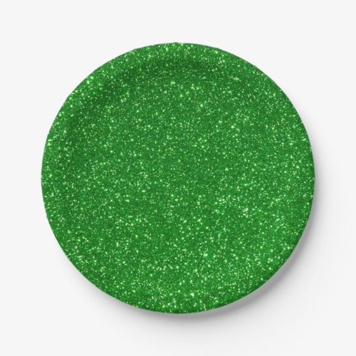 Chic Faux Green Glitter Paper Plates