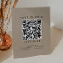 Chic Faux Kraft Business or Wedding Custom QR Code Pedestal Sign